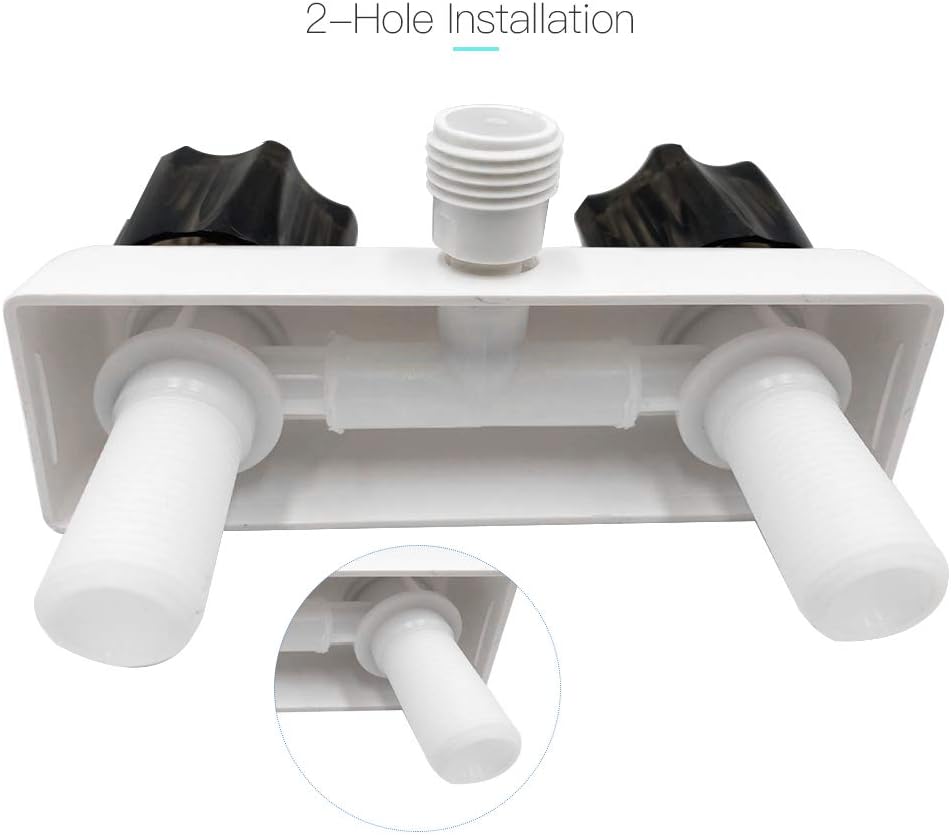 RV Shower Faucet with Head and Hose - Indoor Outdoor Camper Shower Faucet Set Water-saving On-Off Showerhead Replacement Kit for RVs, Fifth Wheels, Motorhomes,Travel Trailers,Campers,White