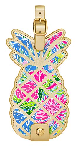 Lilly Pulitzer Women's Leatherette Pineapple Luggage Tag with Durable Strap, Bunny Business