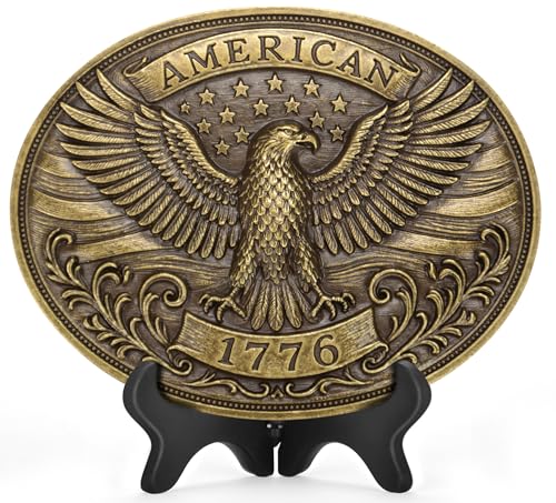 Superkred Hebillas de cinturón para hombre, vaquero occidental, hebilla de cinturón Don't Tread On Me para hombres y mujeres, hebilla de cinturón de vaquero (bronce 1776)