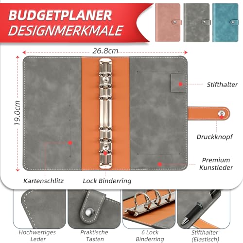 Budget Planner Deutsch Geld Sparen - Bugetplaner Startset mit 8 Sparchallenges - Finanzplaner Haushaltsbuch - Geld Organizer Sparbuch - Cash Stuffing - Budget Binder A6 - Sparen mit Umschlagmethode
