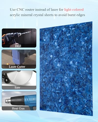 Image of TOEPODO Pearl Mineral Crystal Acrylic Sheets 1 /8 Thick Cast Acrylic Opaque Plastic Panels for Laser Cutting Crafting DIY Home /Festival Decore (3,Blue, 8x12 Inch)