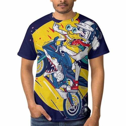Moto Shark T-Shirt Homme Col Rond Respirant à Manches Courtes Léger