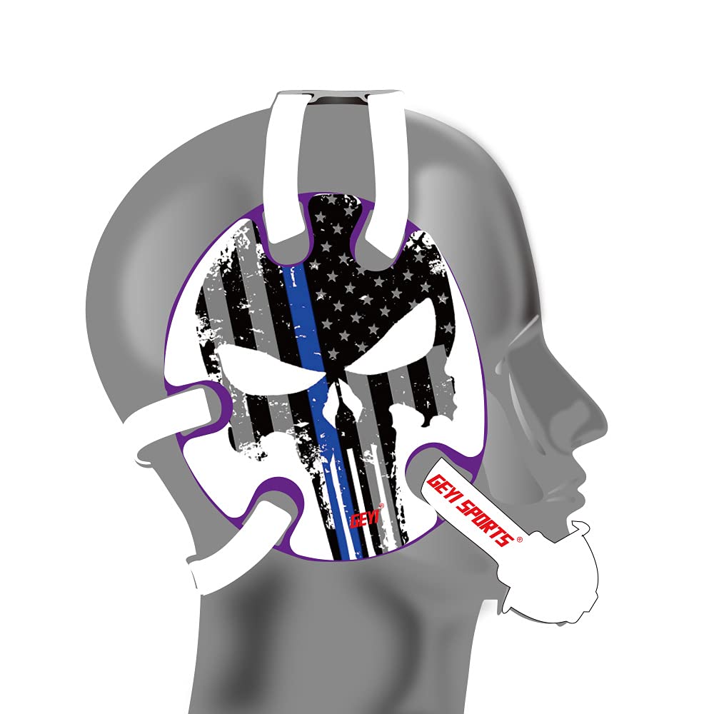 Geyi American Flag Thin Blue Line Wrestling Headgear (Purple)