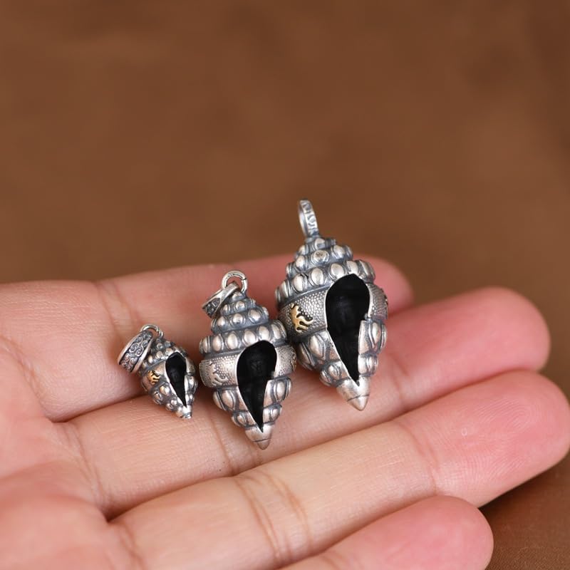 Collier argent 925 anti-ternissement pendentif escargot bouddha chaîne pull - 3