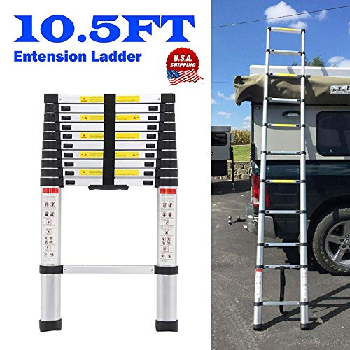 Telescoping Ladder 3.2M 10ft Aluminum Telescopic Extension Multi Purpose Ladder (330 pound/150 kg ,EN131) for Clean Decorate Party Replace The Bulb