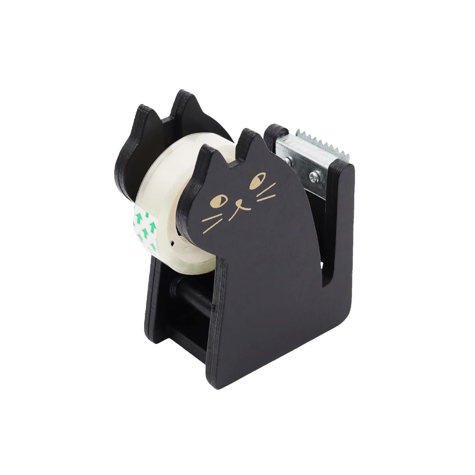 Cat Tape Dispenser Cute Cellotape Holder Lightweight Office Tape Cutter Dispenser for Office Tools and Desk Accessory (Black)
