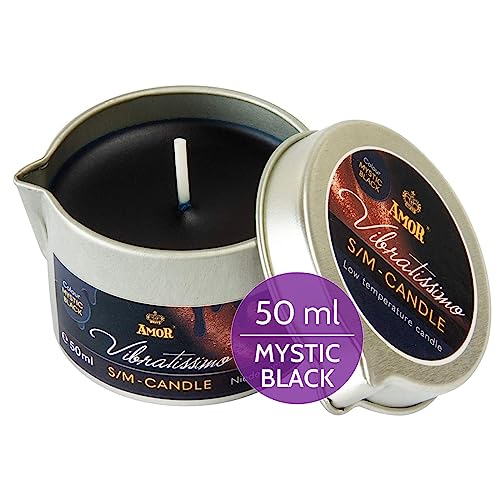 Vibratissimo S/M Kerze Mystic Black 50 ml | Niedertemperatur-Kerze in schwarz | Hochwertiger Kerzenwachs geruchlos | Tropfkerze Für Erotik Spiele | romantische Massagekerze Für Paare | Wax Candle