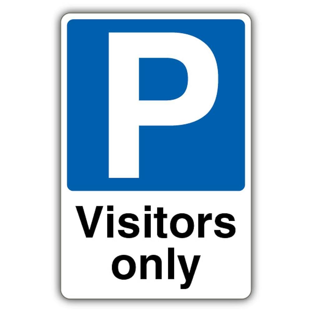 V Safety Visitors Only - Mandatory Blue Parking Safety Sign - 400 x 600 mm - 2mm Rigid Plastic
