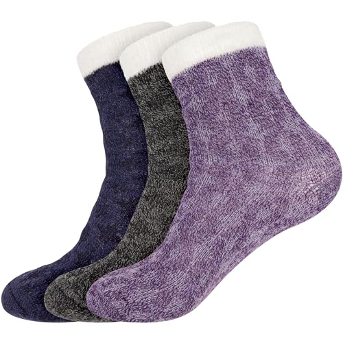 Image of BambooMN Women's Double Layer Thick Cabin Winter Socks - 3 Pairs