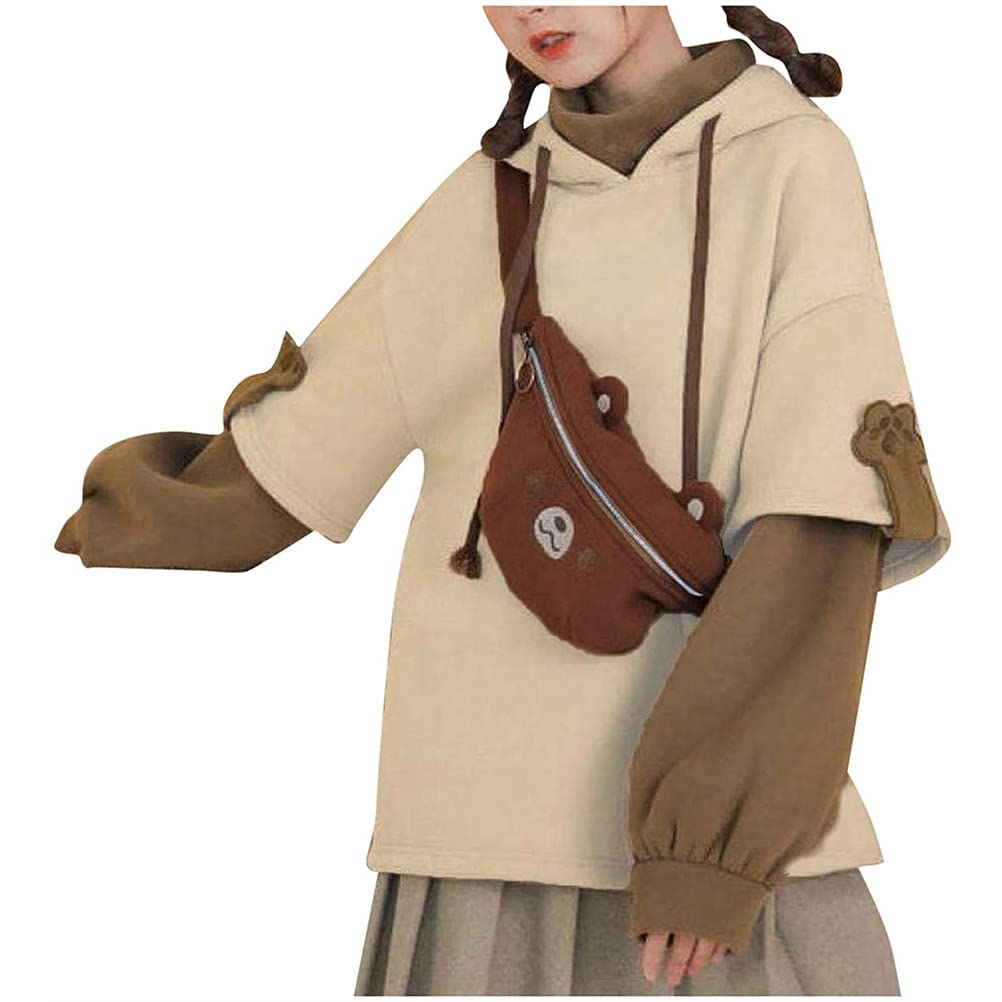 Felpa Con Cappuccio Donna ORANDESIGNE Orso Harajuku Kawaii - Oversize Manica Lunga Stile Coreano Autunno Inverno - 4