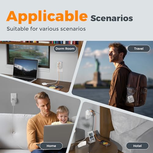 Image of TESSAN UK to US Plug Adapter, UK Adapters for Travel with AC Outlet 3 USB (1 USB C), Type G Power Adapter Ireland London Scotland Kenya Dubai Singapore to Type B USA Travel Adaptor