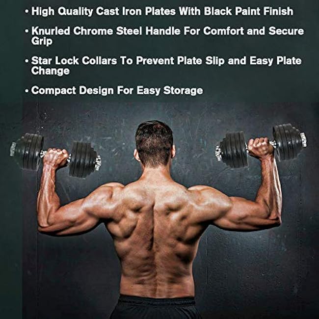 Starring 105-200 Lbs adjustable dumbbells (105 LBS Black with Trays)