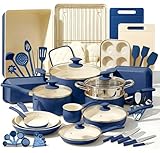 Nutrichef 54 Piece Professional Grade Complete Home Kitchen Cookware Set, Ceramic Non-Stick Bakeware, Pot and Pans Kit, Cool-Touch Handles, Safe for Gas, Electric, Induction Cooktops, Easy Clean