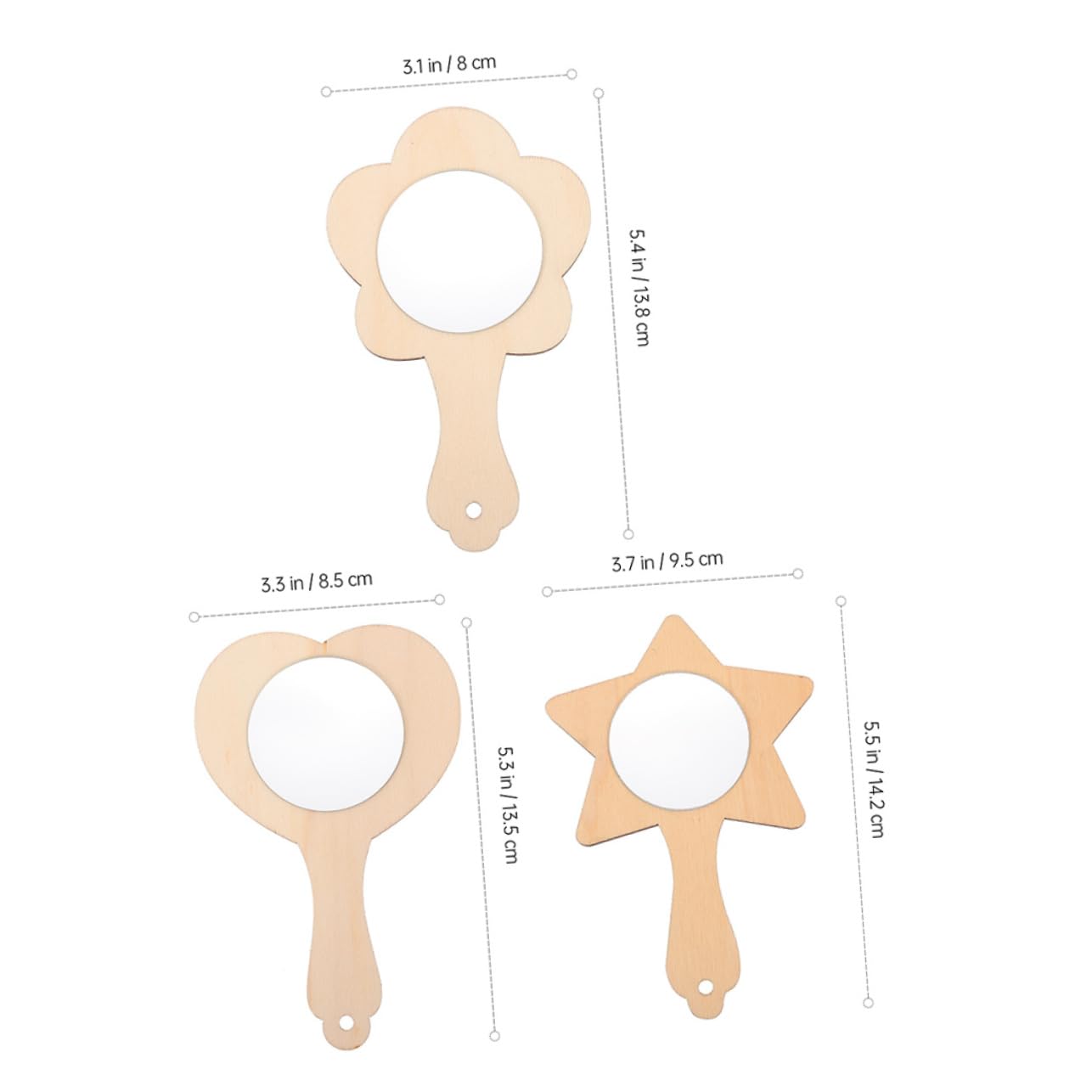 Outanaya 9 Pcs DIY Wooden Mirror Boys and Girls Mirror Craft Hand Painting Materials