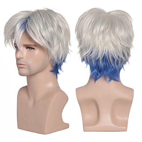 ColorGround Short Silver White with Blue Prestyled Cosplay Wig
