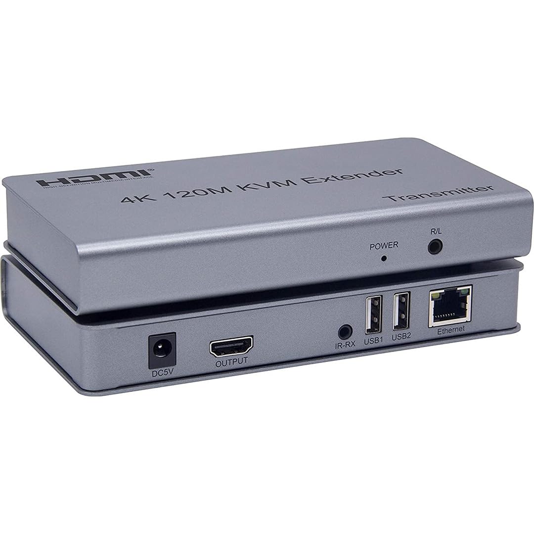 120M HDMI KVM Extender Over Cat5e/Cat6, HDMI Extender with USB Keyboard & Mouse Support, 4K @30Hz, RJ45 Ethernet Transmitter Receiver for PC, DVR, NVR, CCTV & Projector-image-29