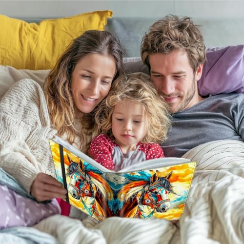 Image of Photo Album 4x6 120 Photos with Strong Elastic Band, Horse | Large Capacity Premium Leather Picture Album, Portable Wallet Albums Photo Book for Family Anniversaries Wedding Baby