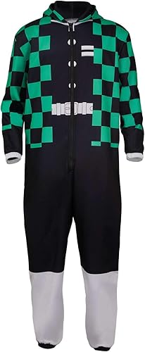 Pijama unisex para adultos, disfraz de cosplay Kimetsu No Yaiba con capucha, ropa de dormir Kamado Tanjirou