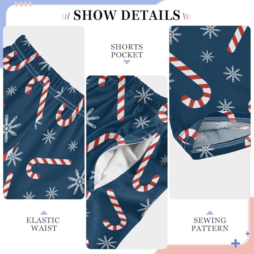 Candy Canes and Snowflakes Boys Long Pants Soft Trousers Elastic Waist Kids Lounge Bottoms with Pockets S-XL4