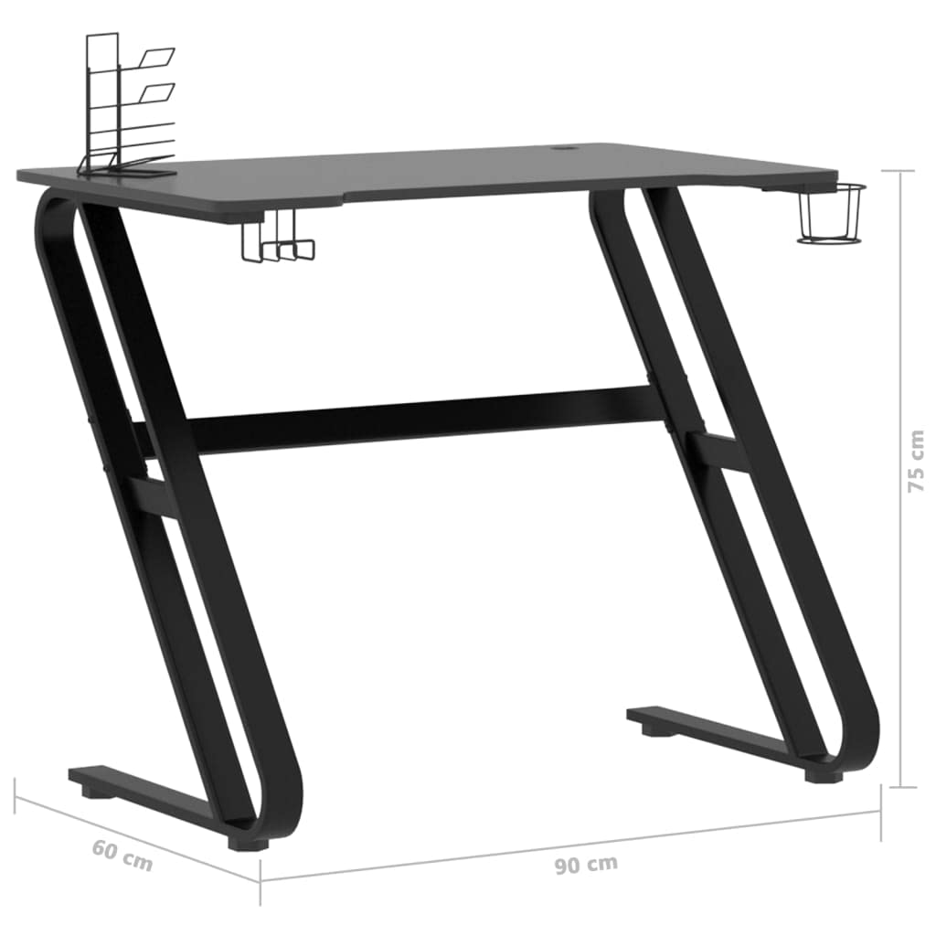 Scrivania,Supporto per stampante,Piccola postazione di lavoro in casa,Scrivania per computer in stile moderno,Scrivania da Gaming con Gambe a Forma di ZZ Nera 90x60x75cm