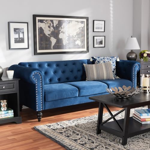 HomeStock Velvet Sofa - Traditional Button Tufted Living Room Couch