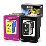 EVINKI 63XL Ink Cartridge Remanufactured for HP 63 Ink 63XL Black and Color Combo Pack Used for...