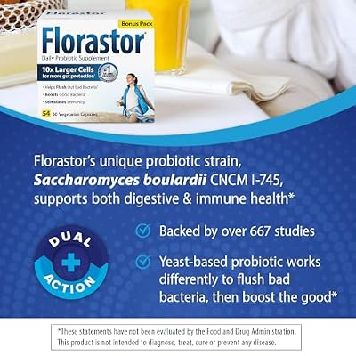 Florastor Probiotics Digestive & Immune Health Bundle with 54 & 30 Capsules, Probiotics for Women & Men, Helps Flush Out Bad Bacteria & Boosts Good with Saccharomyces Boulardii CNCM I-745 Strain