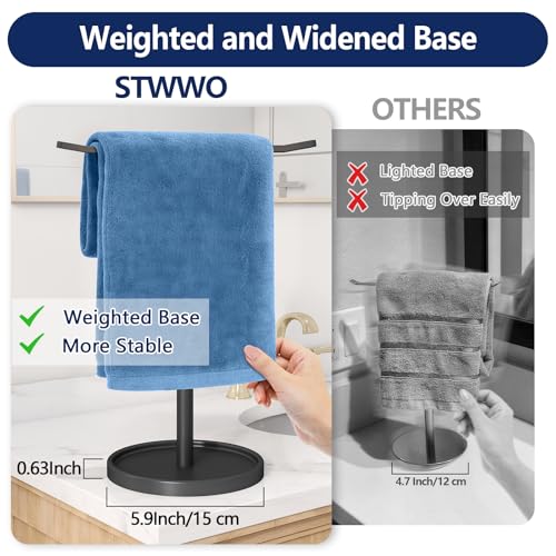STWWO-Hand-Towel-Holder-Stainless-Steel-Towel-Holder-Stand-for-Bathroom-Kitchen-Countertop-T-Shaped-Hand-Towel-Rack-Stand-Black