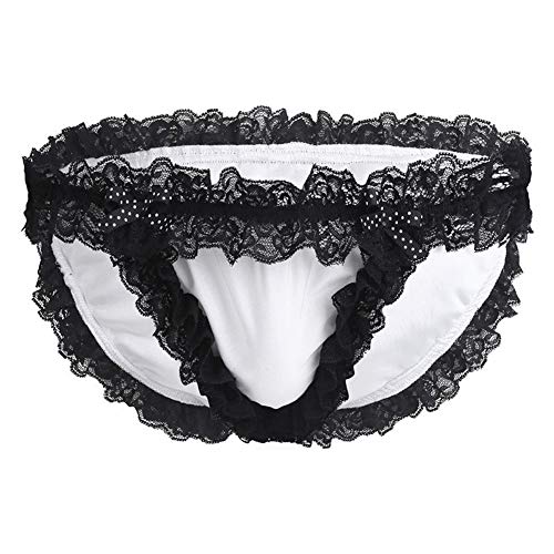 Men Maid Soft Floral Lace Lingerie Men Sissy Panties Bikini Briefs Soft Underwear