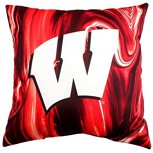 Image of College Covers Wisconsin Badgers 2 Sided Color Swept Decorative Pillow, 16 inch, Made in The USA