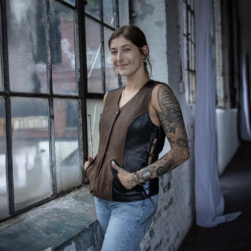 Image of Milwaukee Leather Women's Premium Classic Leather Motorcycle Rider Vest w /Adjustable Side Laces
