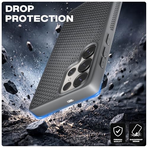 Image of Pikkme Back Cover for Samsung Galaxy S25 Ultra 5G | Honeycomb Cooling Design | Silicone Heat Dissipation | Mag-Safe Compatible | Shockproof Camera Protection Bumper Case (Grey)