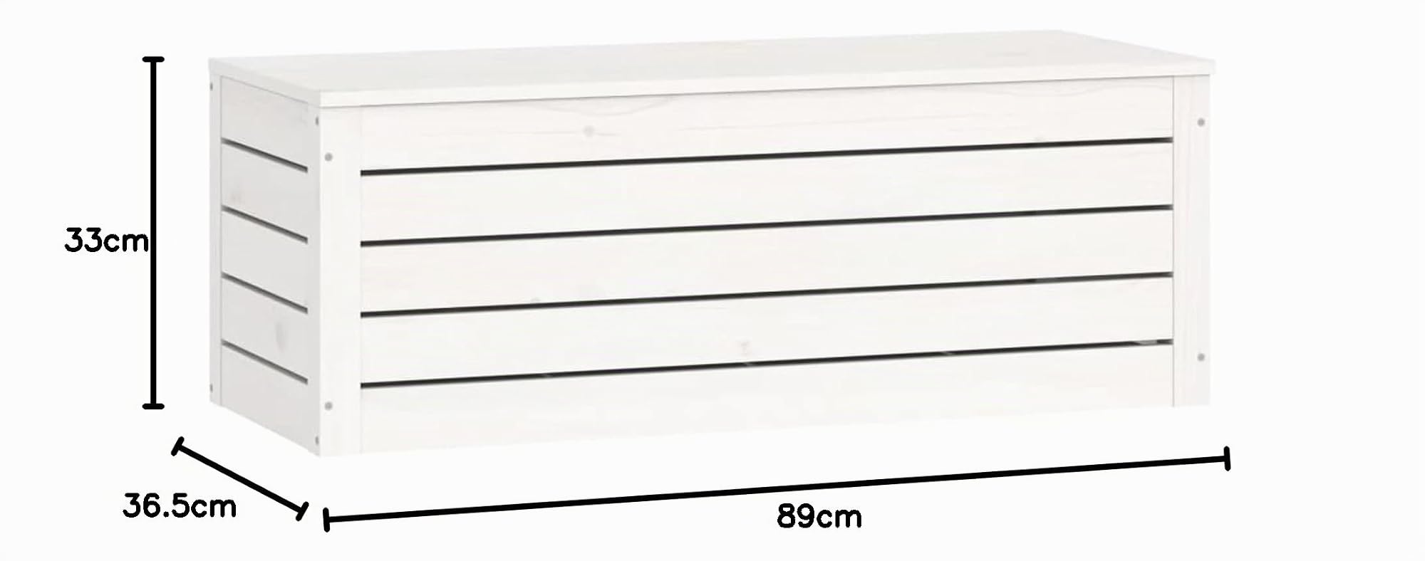 Contenitore Portaoggetti Bianco 89x36,5x33cm Massello di Pino,Baule da Giardino Impermeabile,Cassapanca Contenitore da Esterno