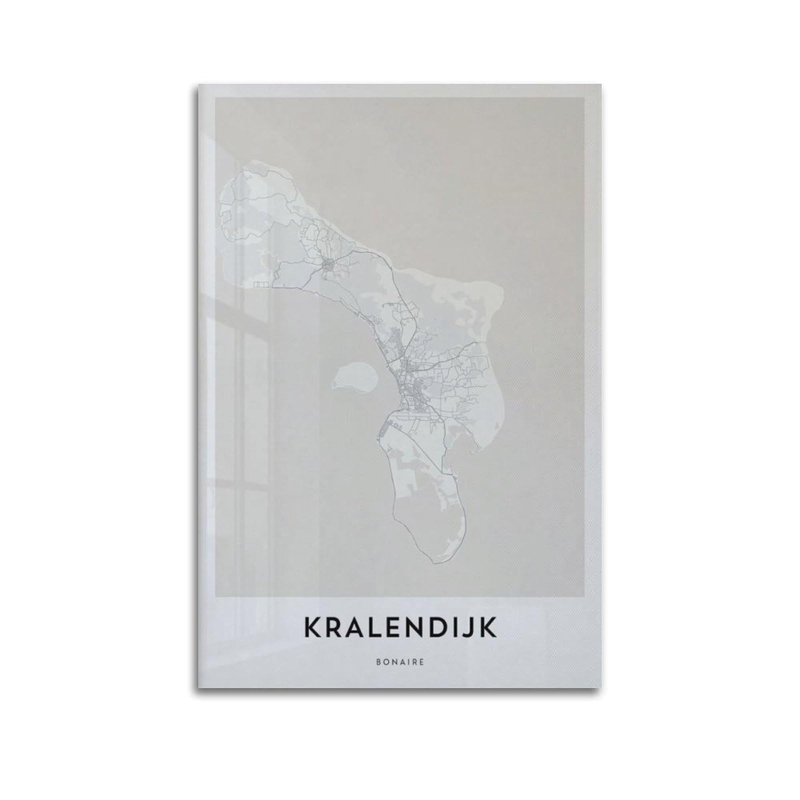 xiaoxiaoshen Kralendijk Map Bonaire Caribbean Decor, Island City Street Work Canvas Poster Wall Art Prints Room Aesthetic Murals Bedroom And Living Decorations 12x18inch(30x45cm)