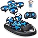 SeeKool Mini Drone pour Enfants / Bateaux télécommandés pour piscines et Lacs / Voiture RC-Car 3 en 1 Jouet aéroglisseur imperméable et réversible Mode RC Quadricoptère RC,Un Cadeau d'anniversaire