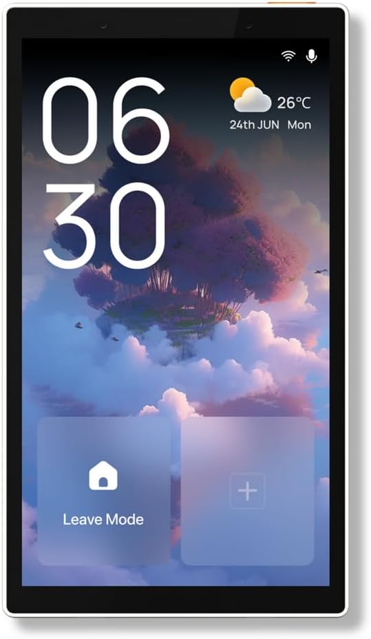 Imagem frontal com cenário de nuvens e uma árvore flutuante em um céu colorido. Imagem frontal com cenário de nuvens e uma árvore flutuante em um céu colorido.