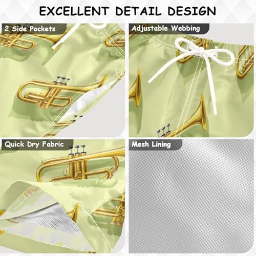Boys Beach Board Shorts Trumpet Music Dance Swim Trunk Teen Swimwear 8-16Y Multicolor3