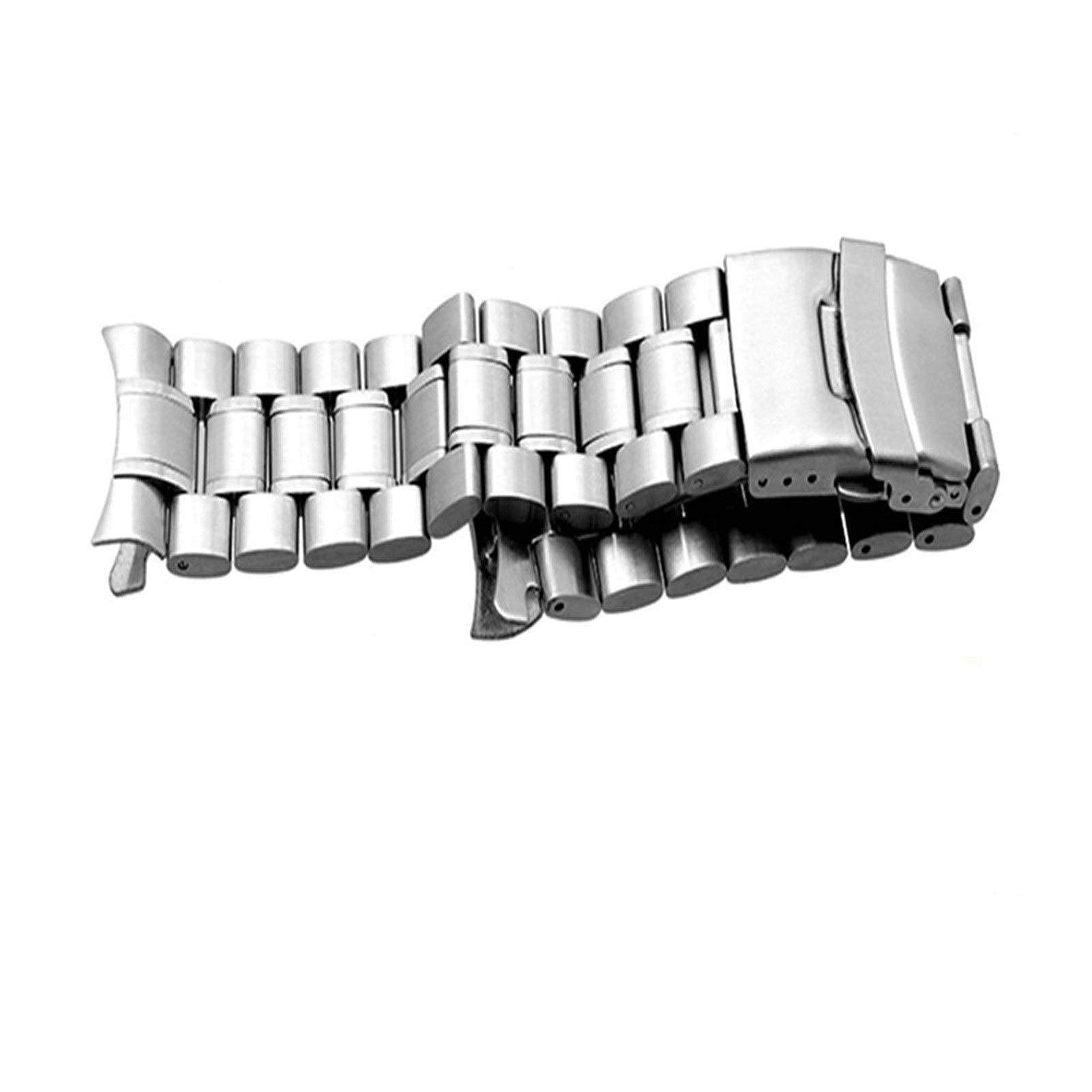 Pasek do zegarka, pasek ze stali nierdzewnej 18 mm 20 mm 22 mm pasek męski i damski uniwersalna rozkładana klamra solidny metalowy pasek na nadgarstek bransoletka biżuteryjna (kolor paska: srebrny,