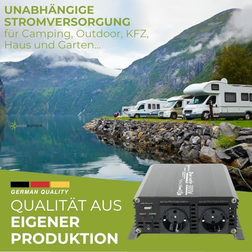 SOLARTRONICS NM1000 24V 1000 Watt SCHWARZ Spannungswandler - 2000 Watt Spitzenleistung - Wechselrichter 24V auf 230V