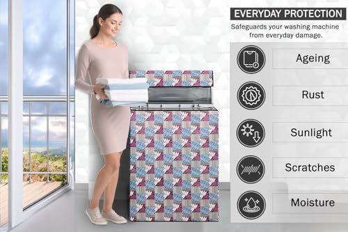 Image of Stylista Top Load Fully Automatic Washing Machine Cover Compatible for IFB 8 kg, 8.5 kg, 9 kg & 9.5 kg, Surface Pattern Grey