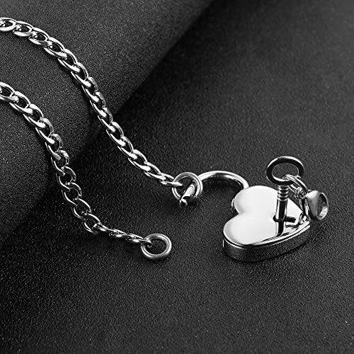 HZMAN Lover Heart Padlock Necklace Padlock Collar Choker for Men Women with Lock and Key 24 Inch3
