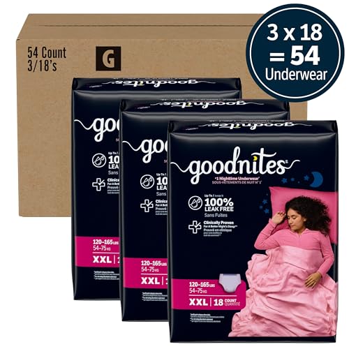Image of GoodNites Girls Nighttime Underwear, Size XXL, 54 Ct