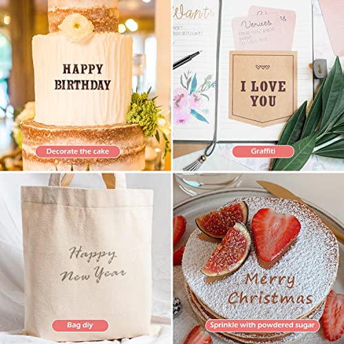 Fvvmeed Cake Decorating Template Stencil Powdered Sugar Sieve Templates Wedding Cake Decorative Dessert Top Molding Decor Icing Pad Pastry Baking Tool Plastic Stencils Molds - Happy Birthday (D) #TOP6