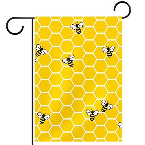 Panal de abejas Banderas de jardín 12 x 18 de doble cara,banderas de patio exterior,Pequeñas banderas decorativas de granja al aire libre