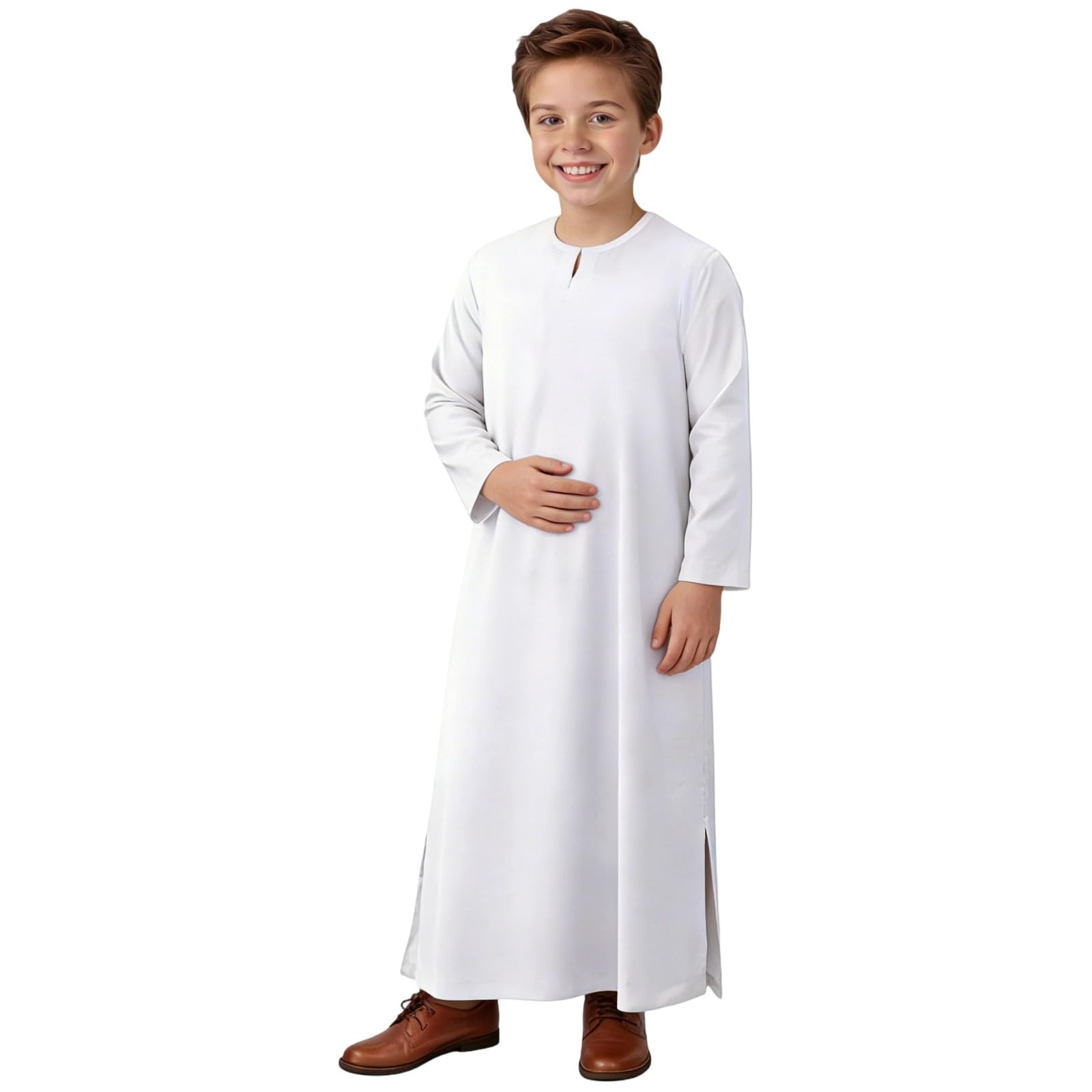 Ropa de oración para niños Ropa islámica Niños Abaya Niño Manga Larga Caftán árabe Con Bolsillo Vestidos Musulmanes Largos Islam Thobe Musulmana Túnica Dubai Túnica árabe
