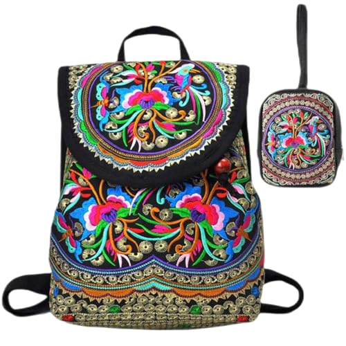 Goodhan Vintage Embroidered Women Backpack Ethnic Travel Handbag Shoulder Bag