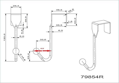 Miniatura 5 de Richelieu Hardware BP99844140 - Gancho metálico para colgar sobre la puerta, 1 pulgada (1.004 in), cromado (paquete de 2)