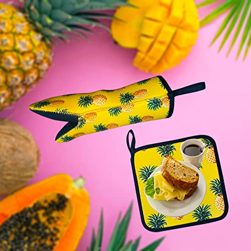 Pineapple Oven Mitts And Pot Holders Sets,Pineapple Gifts,Pineapple Decor,Pineapple Kitchen Decor,Pineapple Kitchen Set #TOP2
