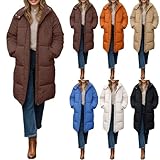 Abrigos de invierno para mujer, chaqueta larga con capucha y cremallera completa y bolsillos, gruesa, cálida y resistente al viento, acolchada, para clima frío, # Café, M
