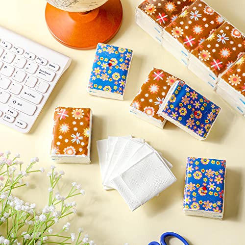 50 Pack Mini Tissue Packs Bulk 3 Ply Spring Floral Travel Tissues Packs Facial Tissues Individual Tissue Packs Small Tissue Travel Size Bulk For Wedding Holiday Party 7 Sheets Each Pack (Double Print) #TOP3